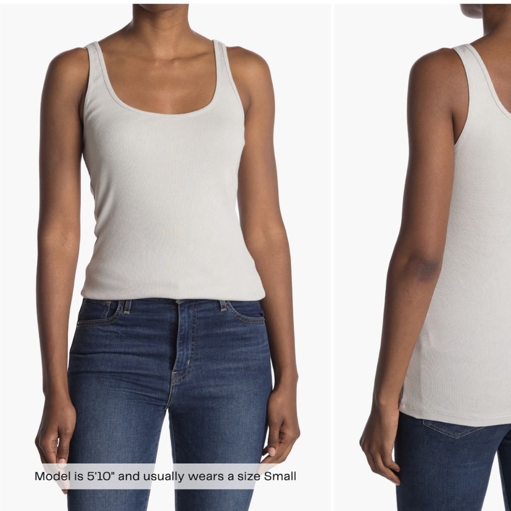 James Perse Daily Ribbed Tank Top in Salt M NWT